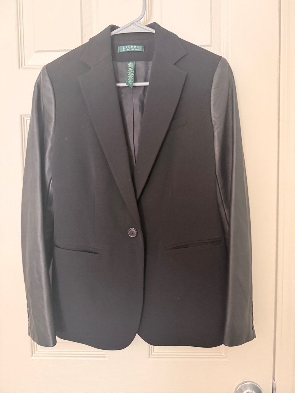 Ralph Lauren women’s Black Blazer with Leather Sleeves
